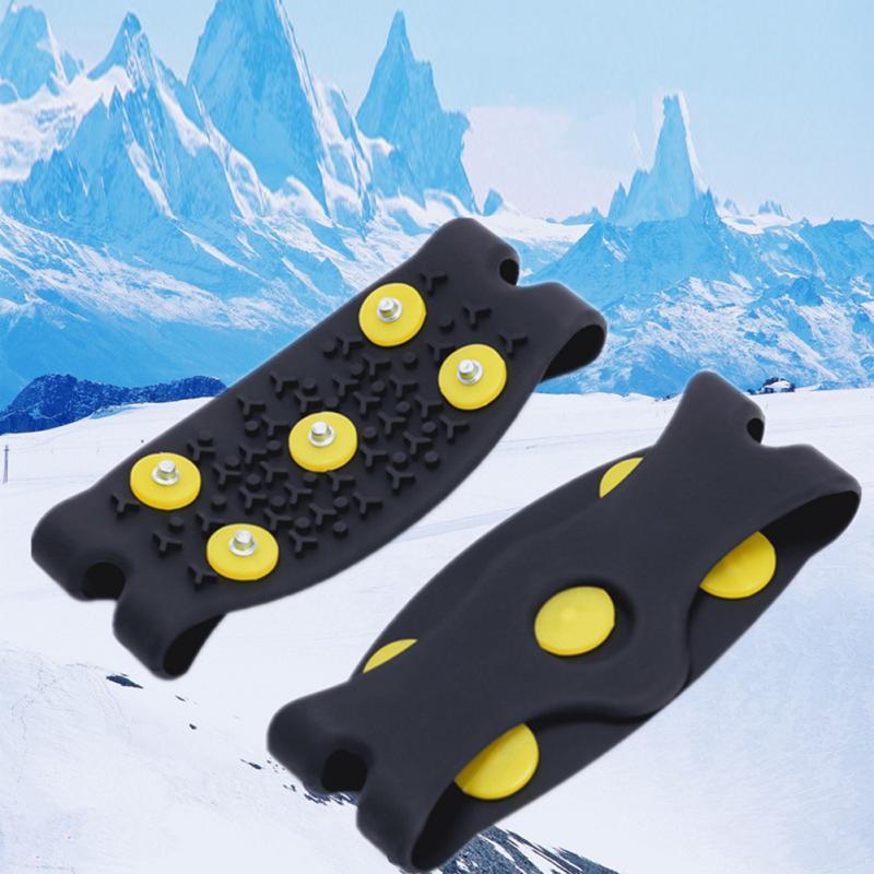 1 Pair 5 Studs Anti-Skid Ice Gripper Spike Winter Climbing Anti-Slip Snow Spikes Grips Cleats Over Shoes Covers Crampon