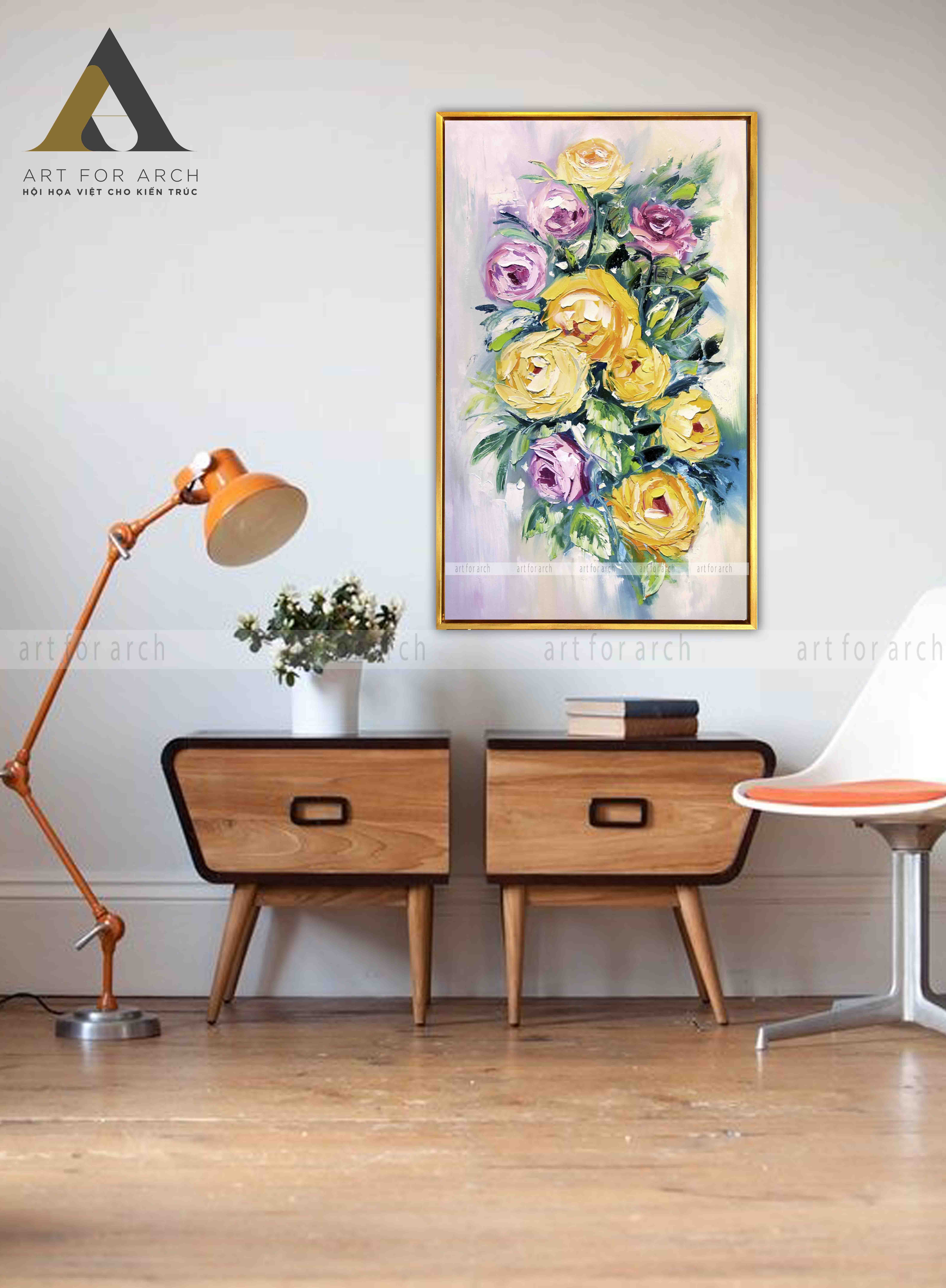 Tranh Hoa Hồng Vàng 50x80