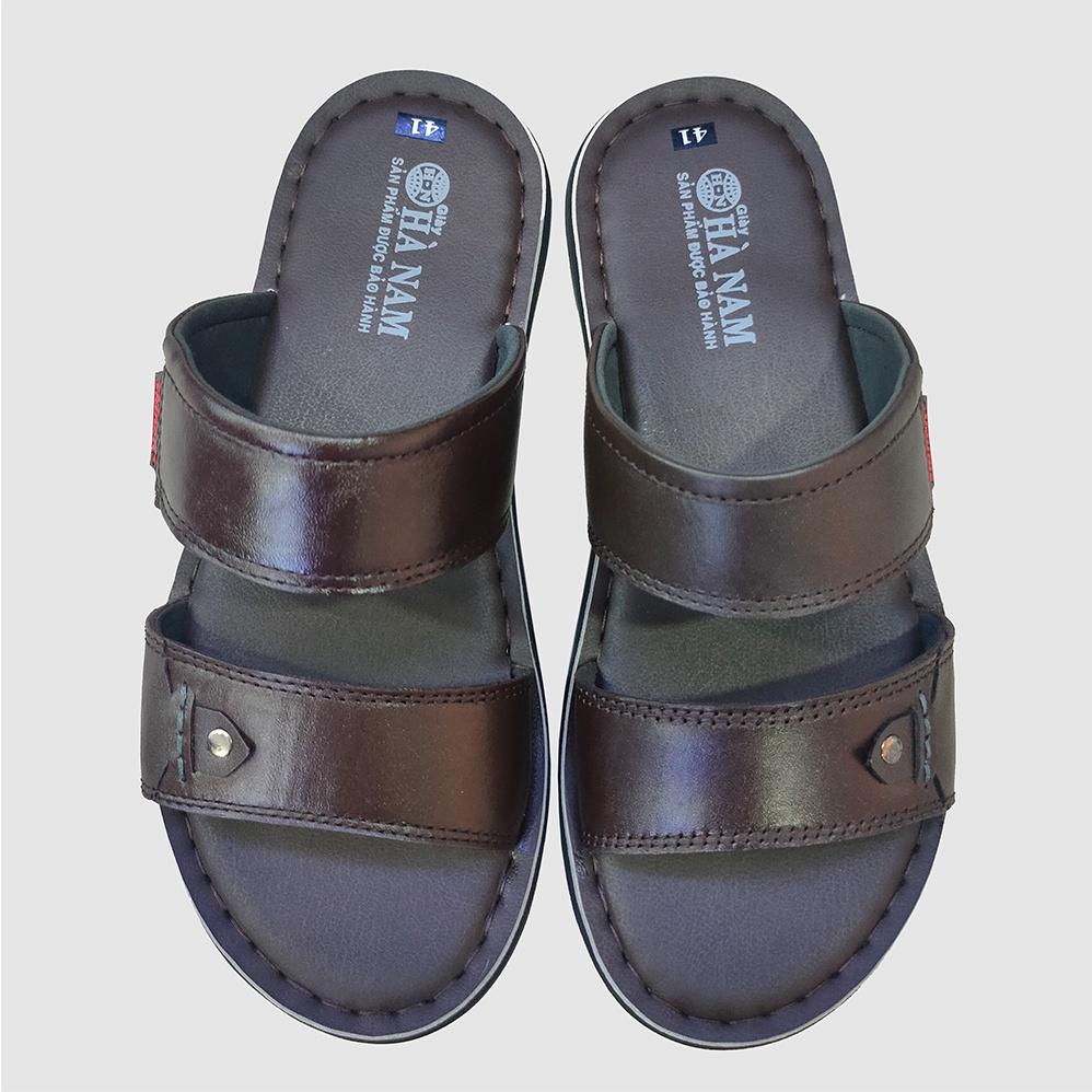 Dép Nam Quai Ngang HÀ NAM Da Bò Thật Cao Cấp DNA2157c