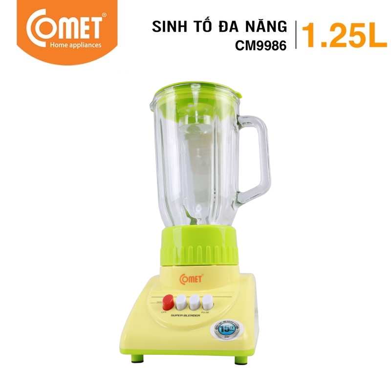 Máy Xay Sinh Tố 2 Cối Comet CM9986 - Xanh (1.25L) - Hàng Chính Hãng