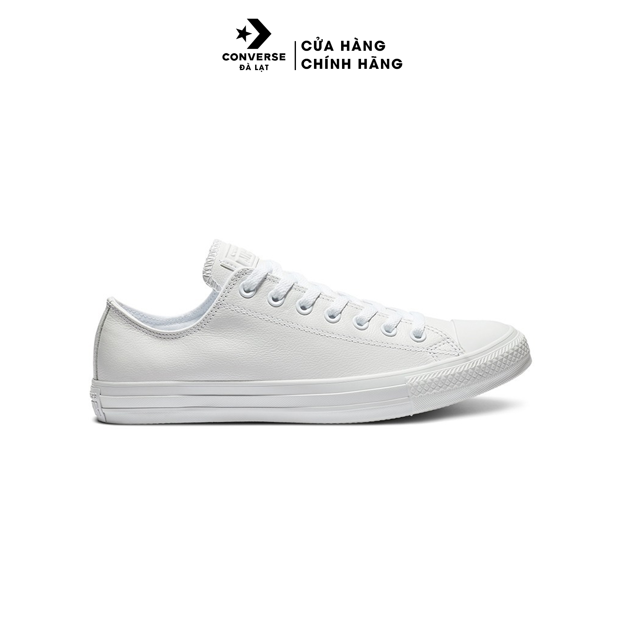 Giày Converse full trắng cổ thấp Chuck Taylor All Star Ox Leather 'White' 136823C