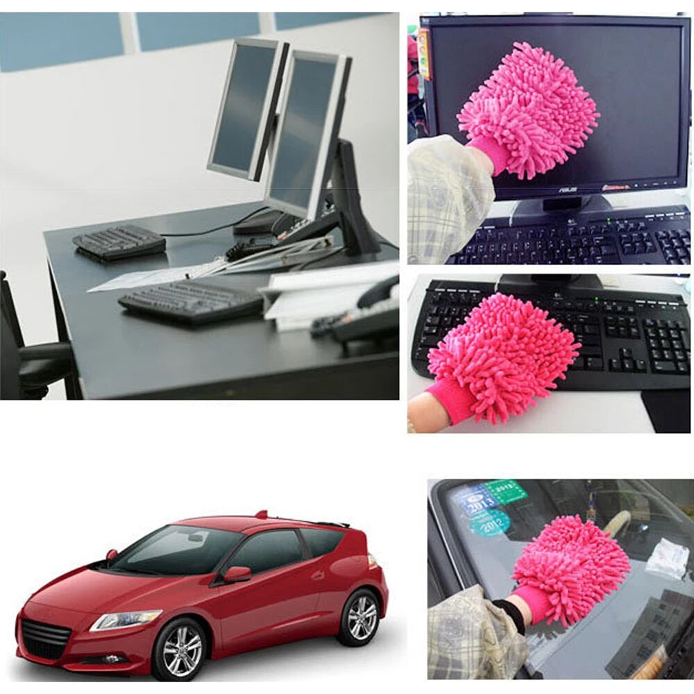 Găng tay san hô lau rửa xe (Sợi Microfiber) - Kích thước 25cm x 17cm - Găng tay rửa xe chuyên dụng san hô 2 mặt