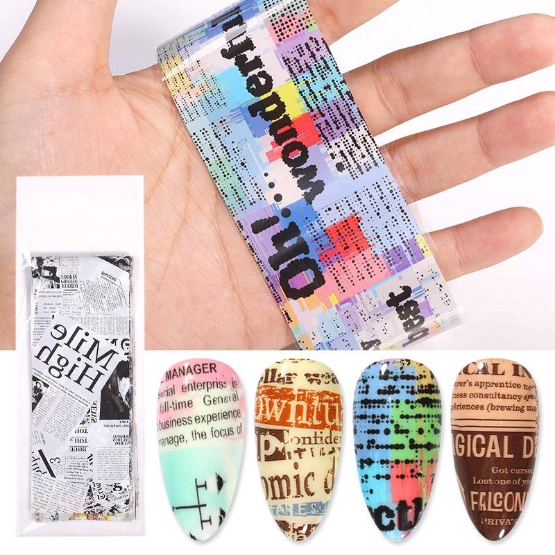 Sticker dán móng tay in chữ phong cách cổ điển