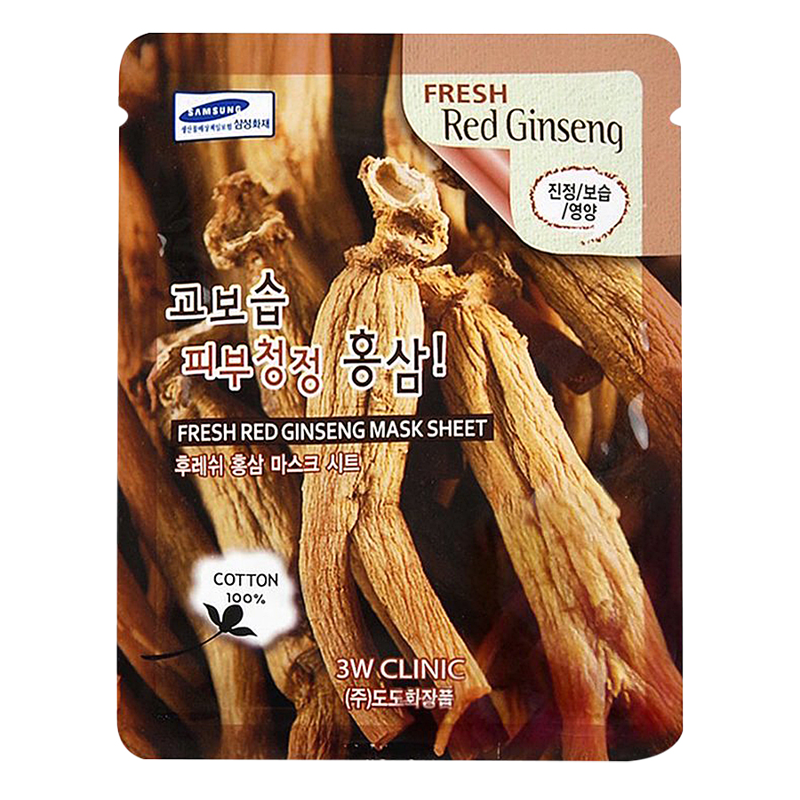 Combo 10 Gói Mặt Nạ Dưỡng Da 3W Clinic Fresh Red Ginseng Mask Sheet (23ml x 10)