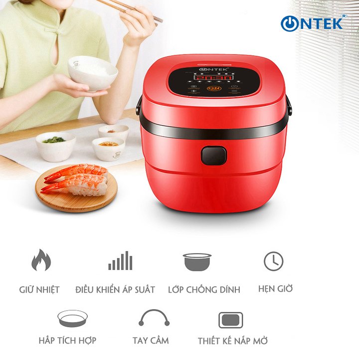 Nồi cơm điện thông minh OnTek CFXB50-B đa năng, với 8 chức năng ưu Việt, lòng nồi Niêu nấu cơm siêu ngon, Xách tay tiện lợi (màu trắng) - Hàng chính hãng