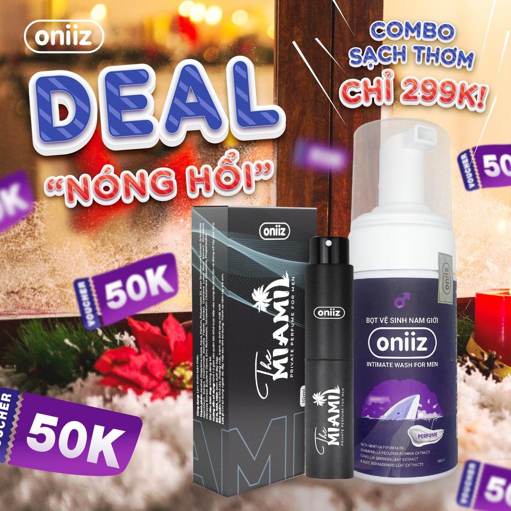 Combo hoàn hảo Oniiz - Bọt vệ sinh nam giới dung dịch tạo bọt mịn 100ml &amp; Nước hoa nam giới THE PARIS &amp; THE MIAMI 10ml