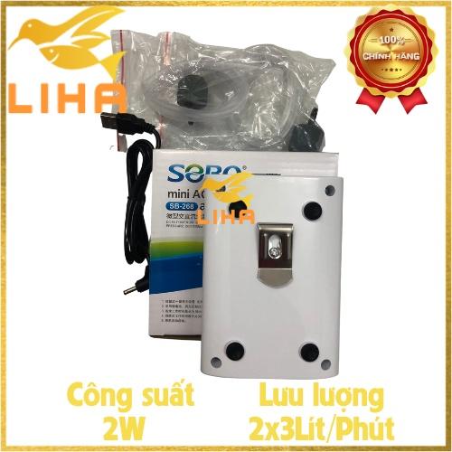 Máy Sủi Khí Oxy Tích Điện 2 Vòi Sobo SB-268 - Máy Oxi Cho Hồ Cá