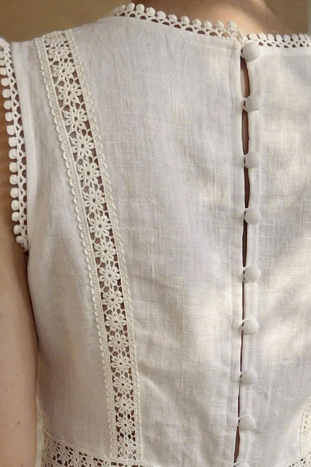 Đầm Maxi Phối Ren Linen Trắng Minh Duyên Dre237 Thời trang Hity