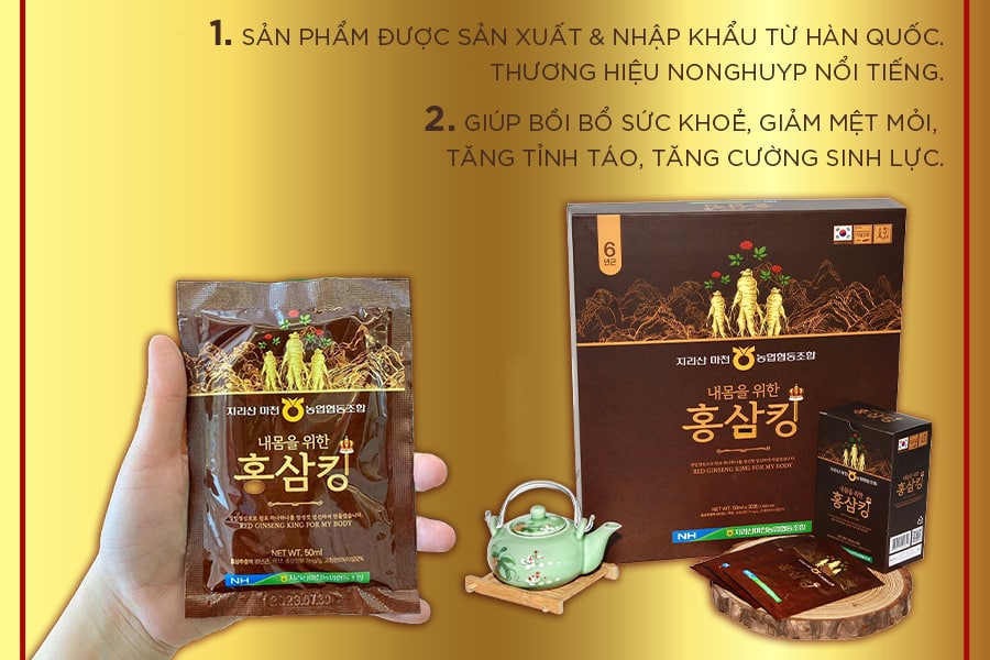 Bộ 2 Hộp Nước Hồng Sâm Hàn Quốc Red Ginseng King For My Body (2 hộp x 30 gói x 50ml)  - Nhập khẩu Hàn Quốc