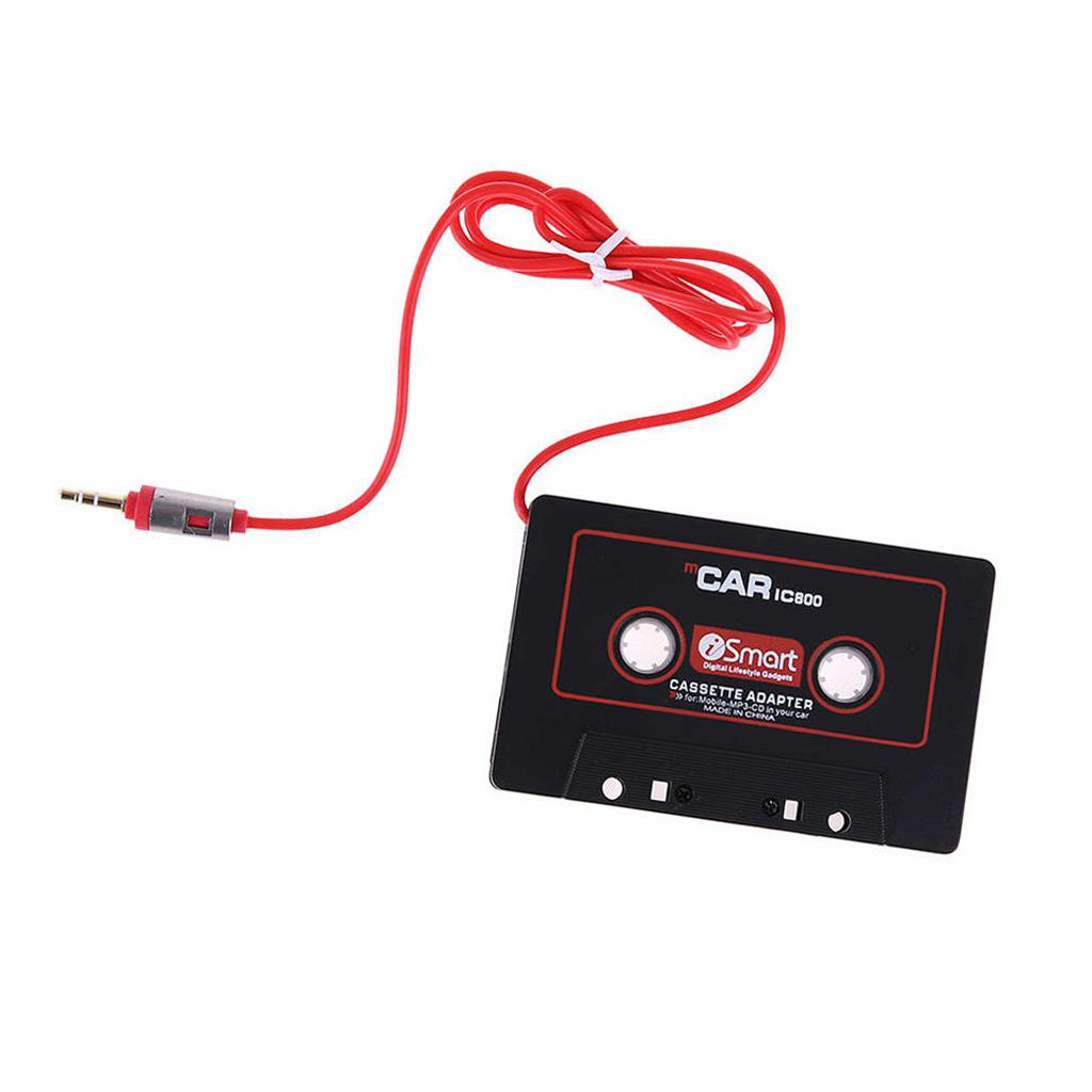 BLACK IN CAR CASSETTE TAPE ADAPTER CD PLAYER 3.5MM STEREO MUSIC AUDIO