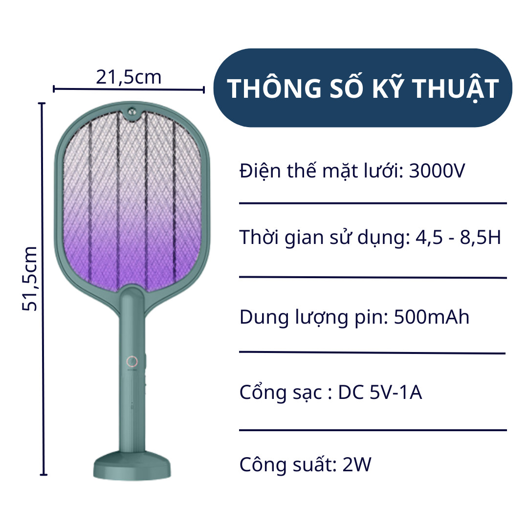 Vợt muỗi thông minh đa năng đèn bắt muỗi diệt công trùng an toàn cho trẻ em