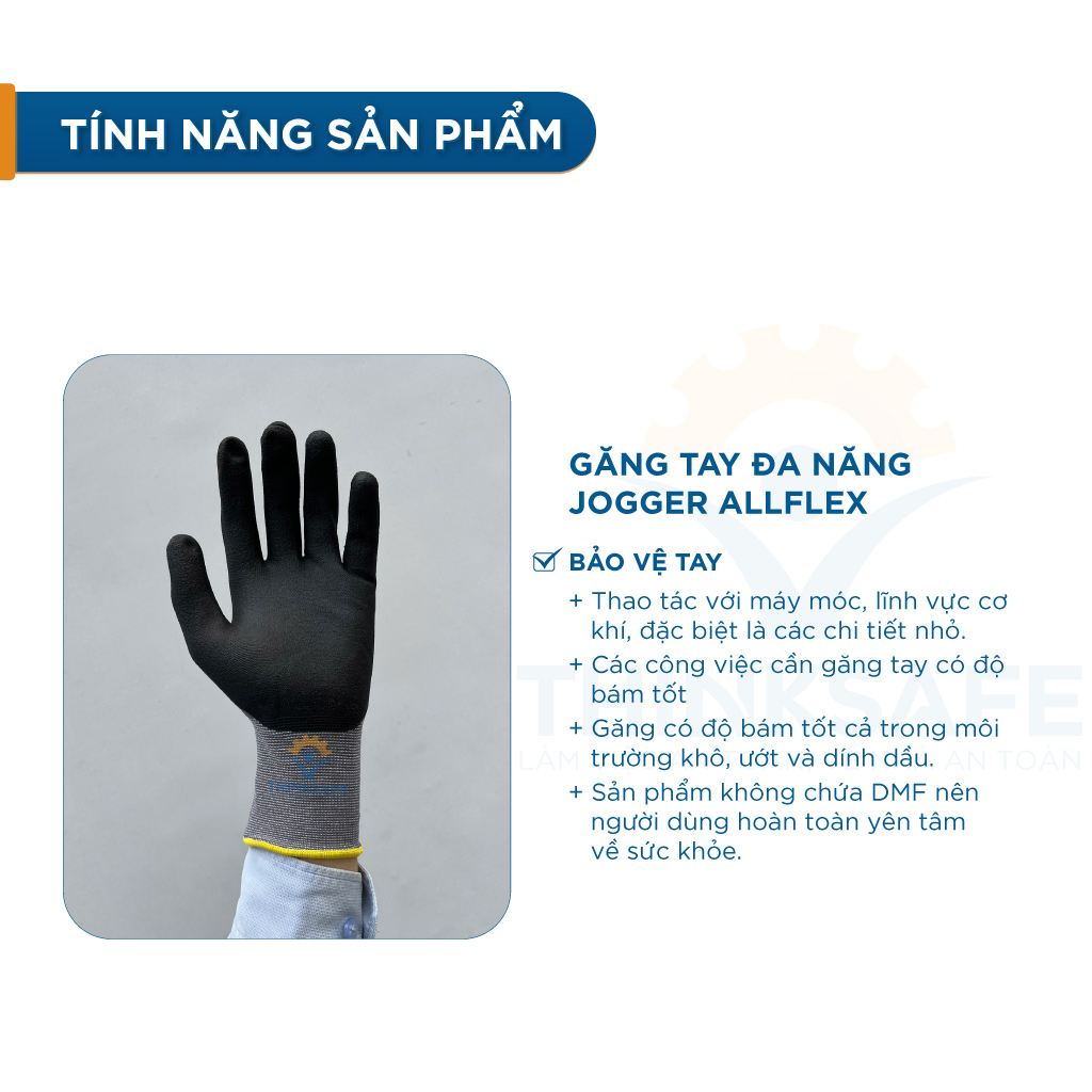 Găng bảo hộ đa năng Safety Jogger Allflex co giãn linh hoạt, găng tay thao tác cơ khí chính xác sử dụng thật tay chuyên dụng cho kỹ thuật, cơ khí