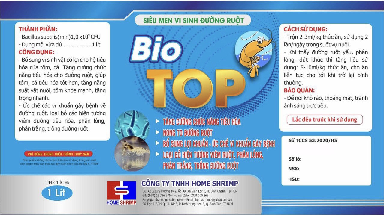 Men tiêu hoá cho tôm đậm đặt dạn nước, chai 1l