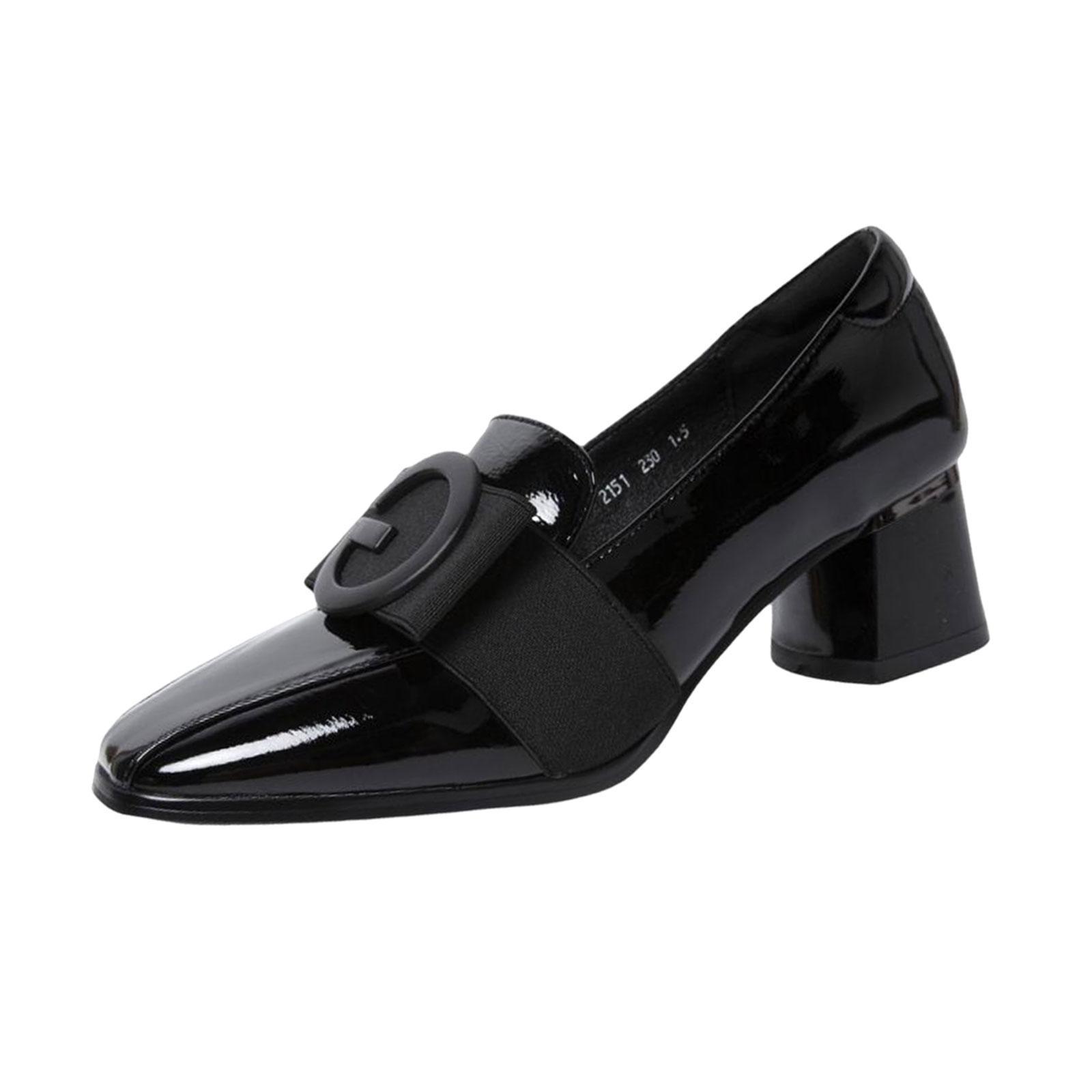 Women's Chunky Closed Toe Low Block Heels Work Pumps Comfortable Square Toe Dress Wedding Shoes