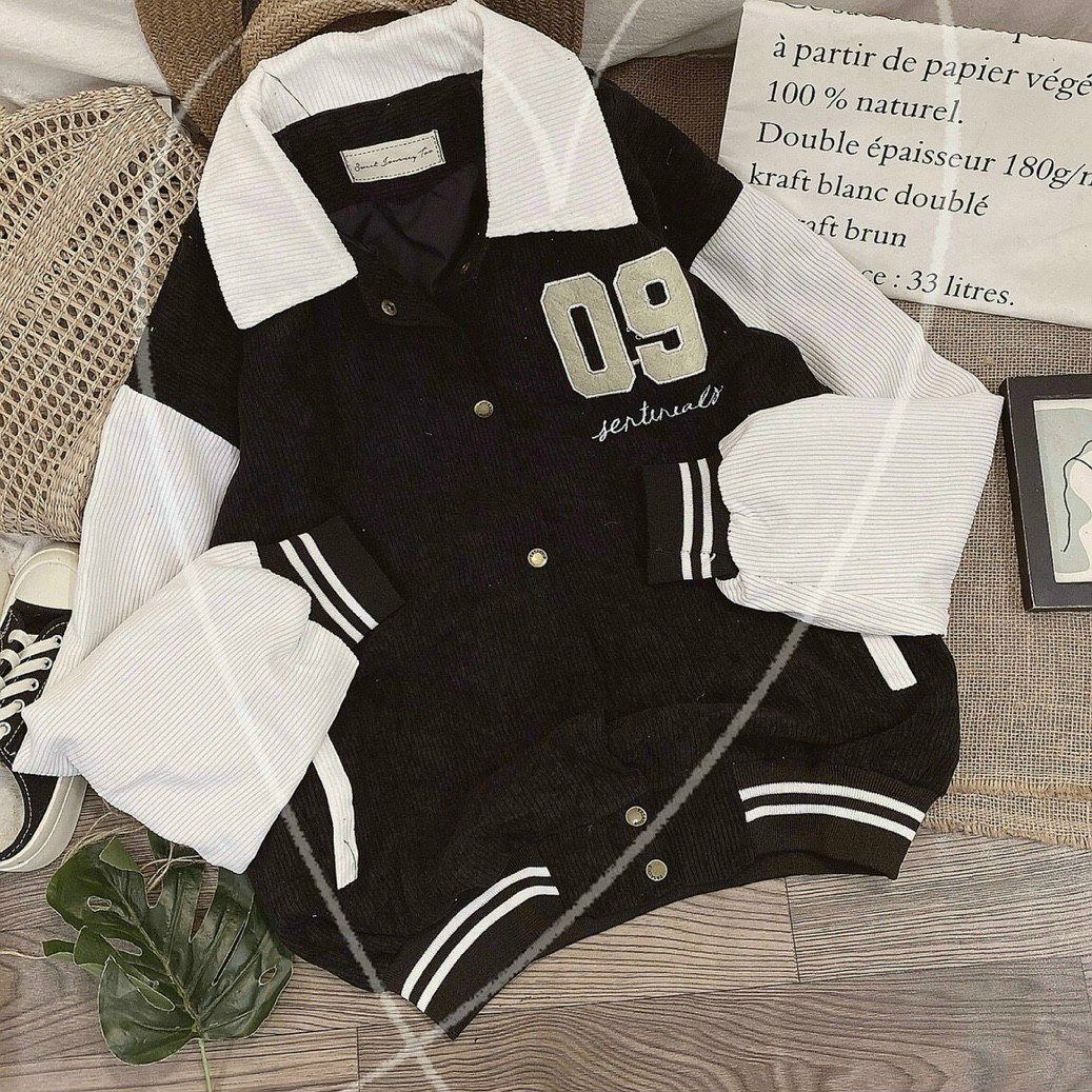 “09” JACKET áo khoác bóng chày, Áo Khoác nhung tăm form to số 09, Áo bomber cổ sơ mi nhung gân 2 lớp thêu số 09 unisex ulzzang, Áo Khoác Bomber Nữ Cổ Bẻ 2 Lớp Vải Logo In Thêu 09 Phong Cách Độc Lạ Hot Trend Mới Nhất