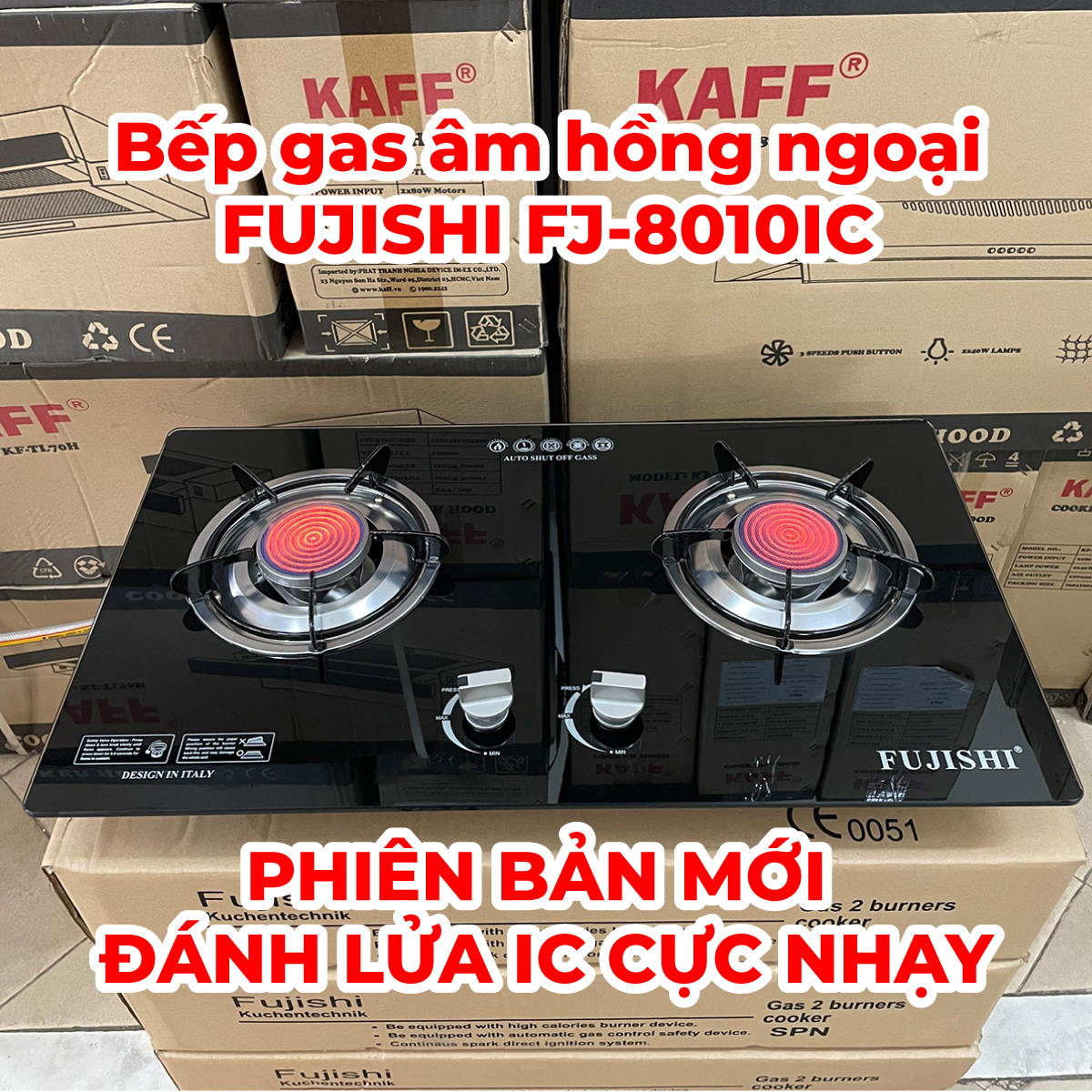 Bếp gas âm hồng ngoại Fujishi FJ-8010IC - Đánh lửa IC cực nhạy - Lửa xanh tiết kiệm gas - Hàng chính hãng