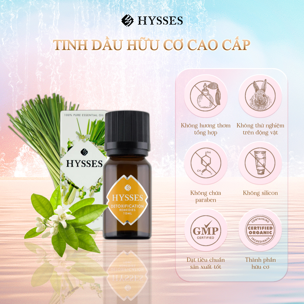 Tinh Dầu Cao Cấp Hysses Remedies Detoxification Mùi Hương Cam Quýt, Ngọt Ngào, Tăng Cảm Xúc, Giảm Căng Thẳng Với Tinh Dầu Hoa Cam & Sả Chanh Hữu Cơ Tự Nhiên