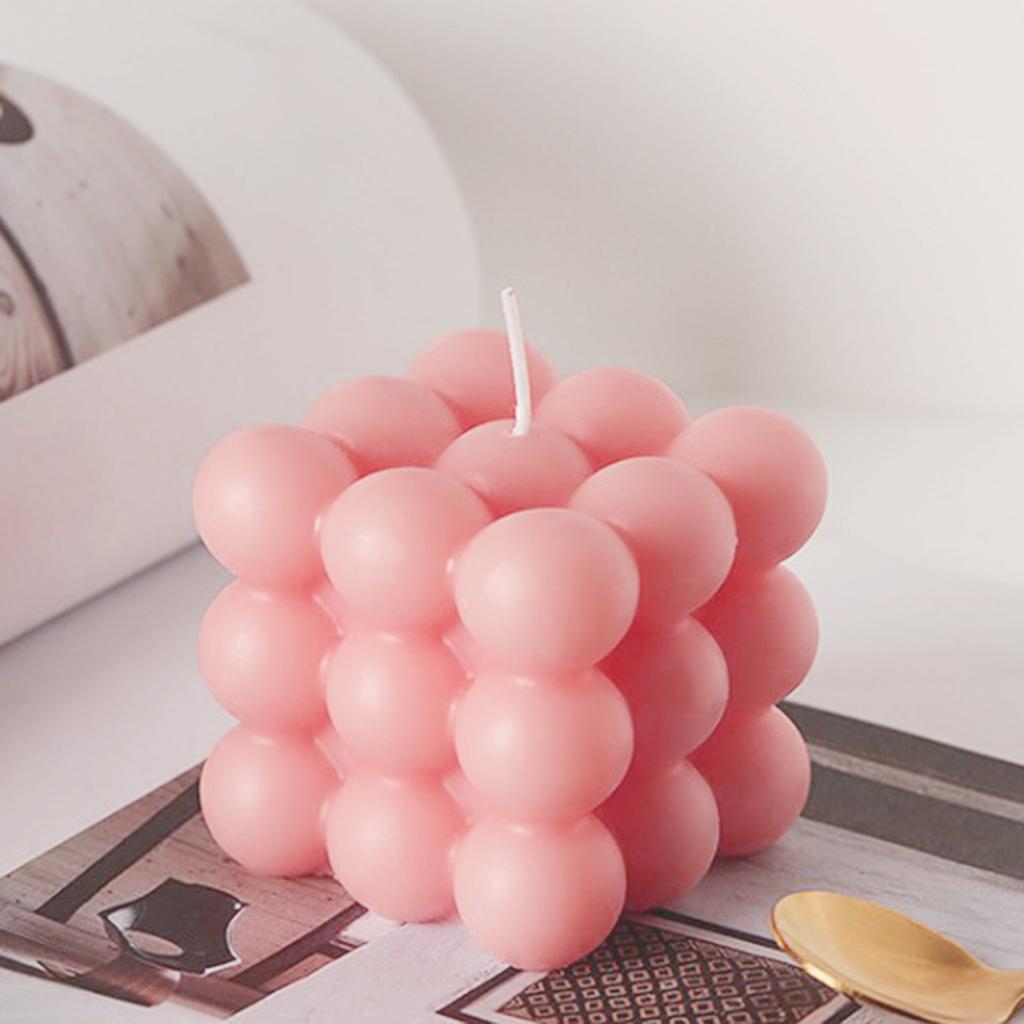 2x INS Small Soy Wax Cube Candle Bedroom Decoration Pink + Blue Dessert Candle