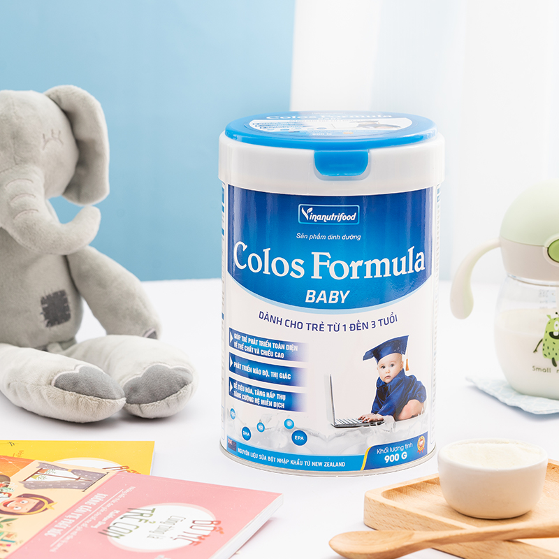 Sữa bột Colos Formula Baby bổ sung đầy đủ năng lượng, Canxi, Vitamin, giúp phát triển chiều cao phòng ngừa nguy cơ còi xương, chậm lớn, hỗ trợ sự phát triển toàn diện của trẻ