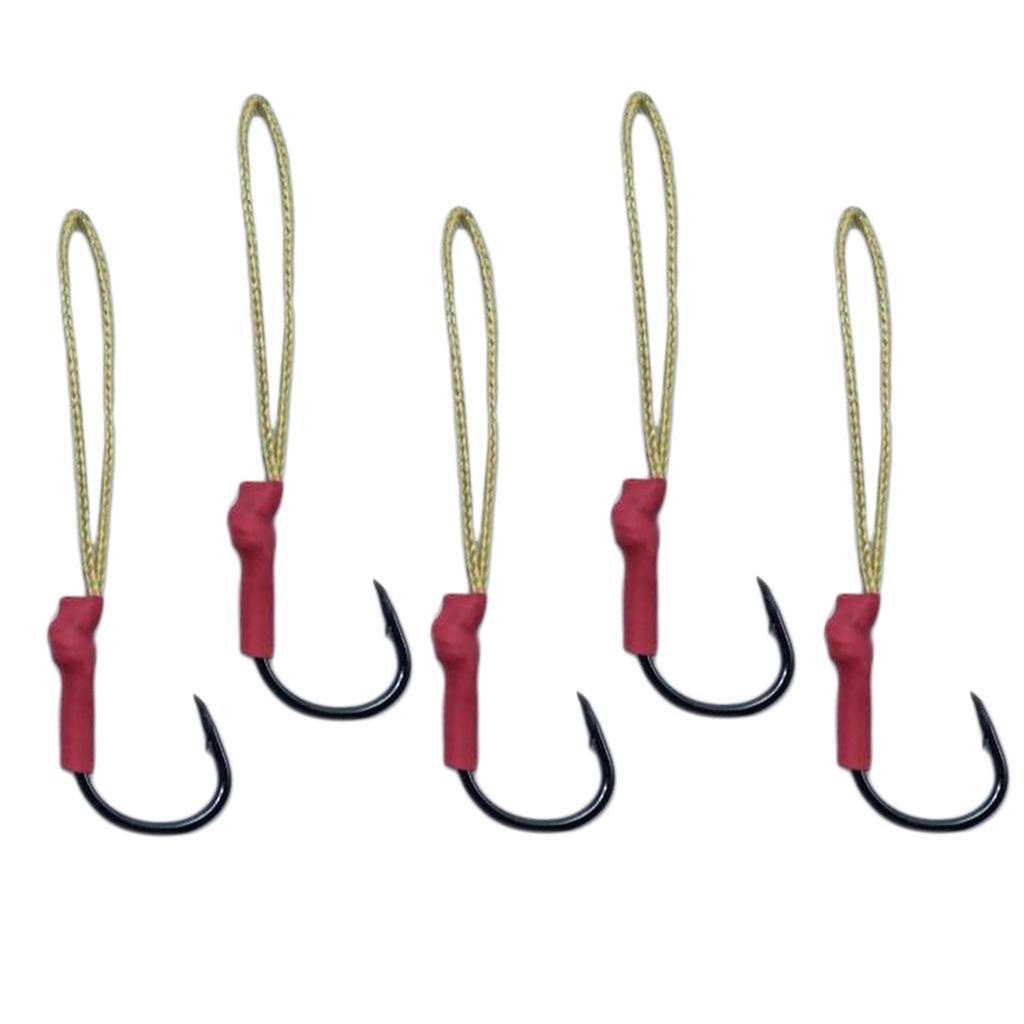 5 Pieces Jigging Assist Hooks Assist Fishing Hooks with White PE Line 01