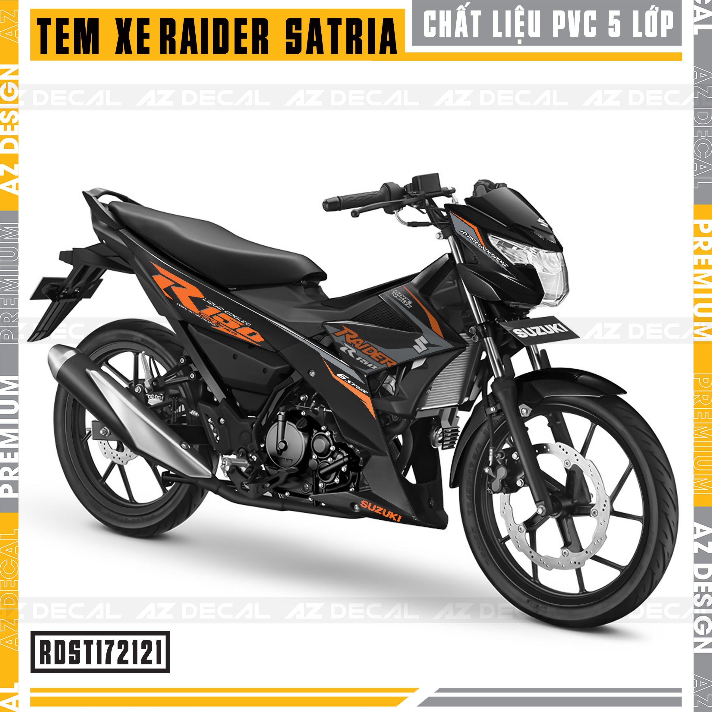 Tem Rời Xe Suzuki Raider - Satria Mẫu R150 Chế | RDST172121 | Chất Liệu PVC Chống Nước, Đa Dạng Màu Tem Cho Xe