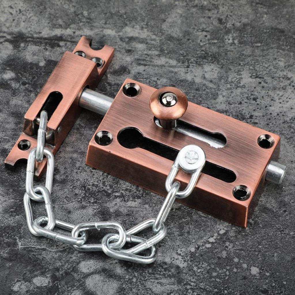 Door Lock Security Sliding Door Latch Chain Lock Fastener Latch, Bronze