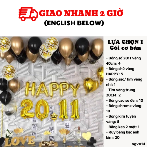 Bộ bóng trang trí ngày Nhà giáo Việt Nam 20-11 màu vàng đen ngvn14
