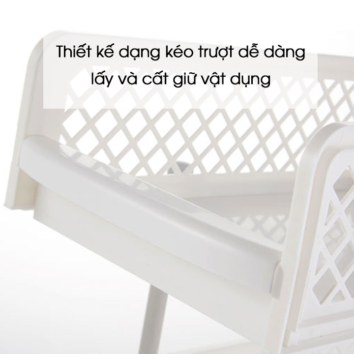 Kệ trượt 2 tầng để đồ nhà bếp nhà tắm size lớn hộp xanh