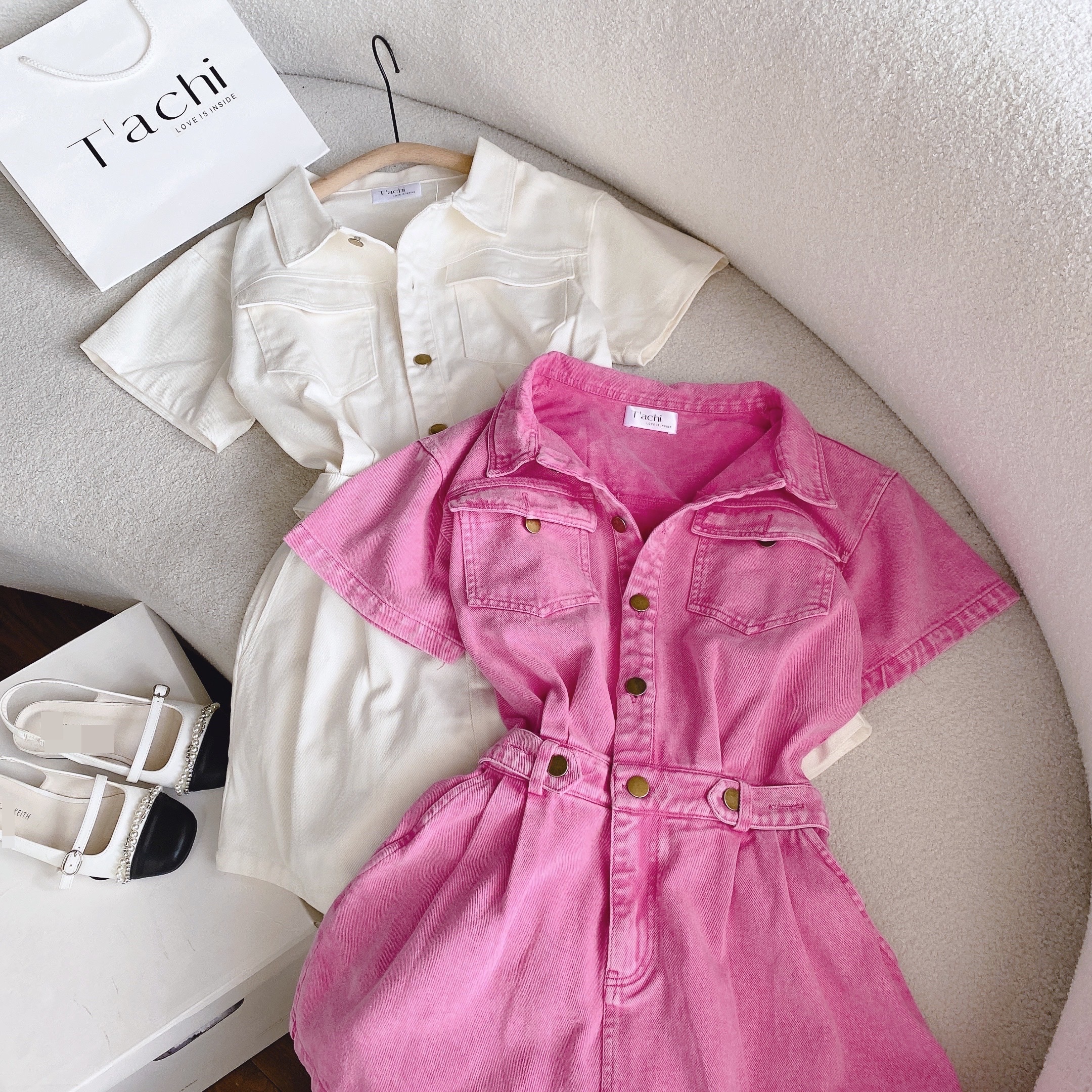 JUMPSUIT ĐỒ BAY NGẮN QUẦN SHORTS LƯNG CAO ỐNG RỘNG JEANS CỔ SƠ MI DENIM PLAYSUITS THỂ THAO ĐI TIỆC ĐI CHƠI DẠO PHỐ ĐI BIỂN
