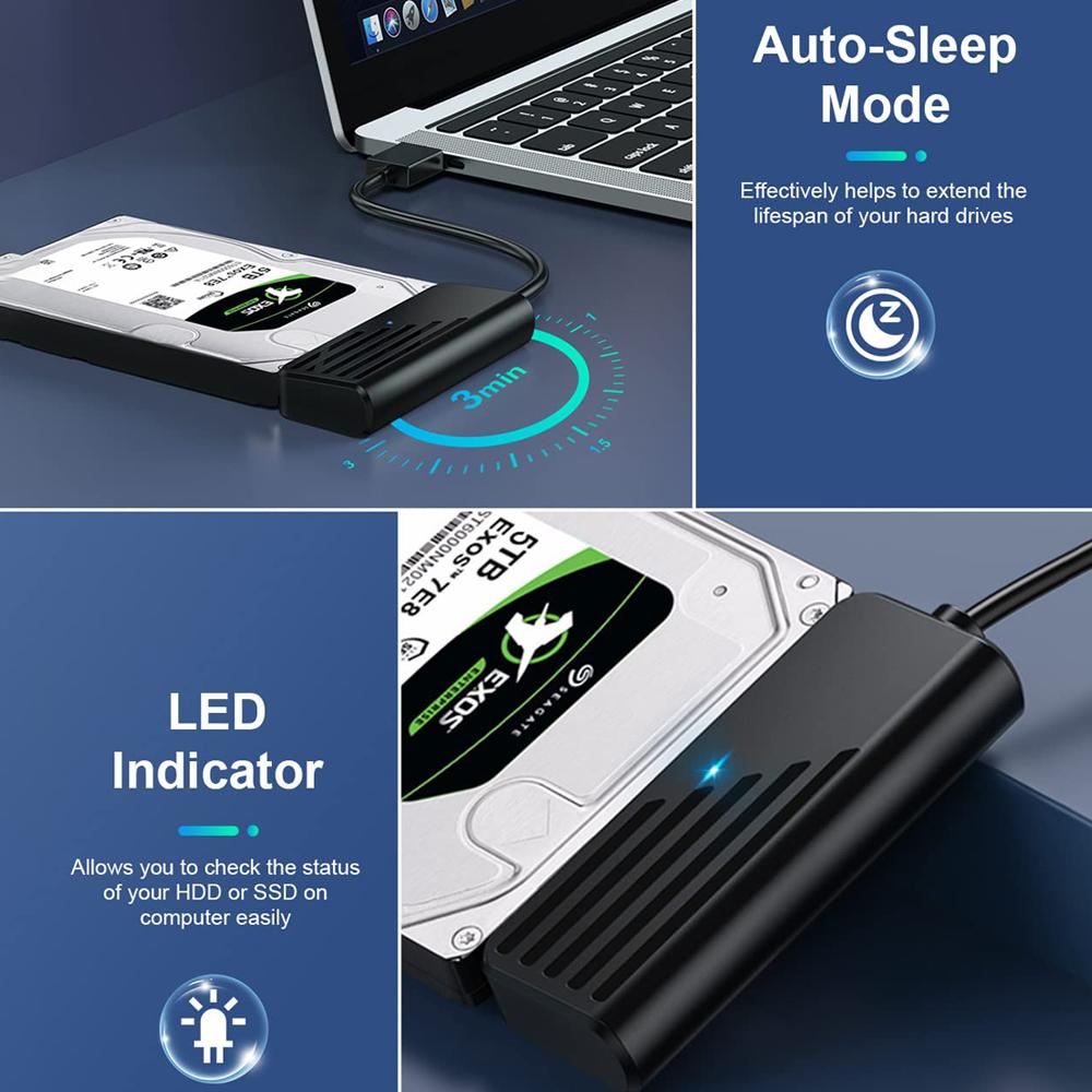Cybmoon SATA to USB Converter 2.5 Inch SATA SSD HDD Hard Drive Adapter 5Gbps USB 3.0 to SATA Type-c to SATA Adapter for Laptop