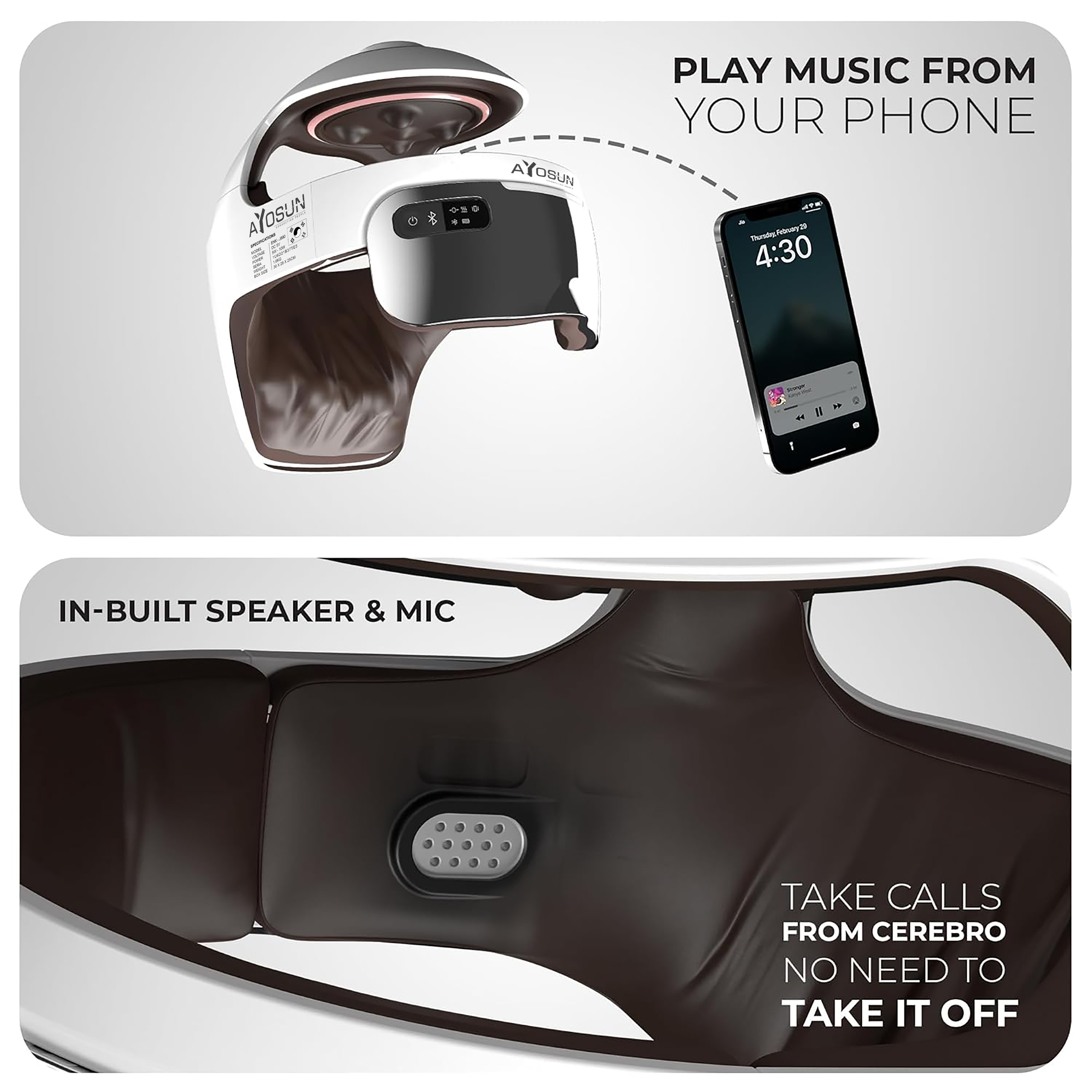 Máy Massage Đầu aYosun PN - J890 chính hãng Pin sạc