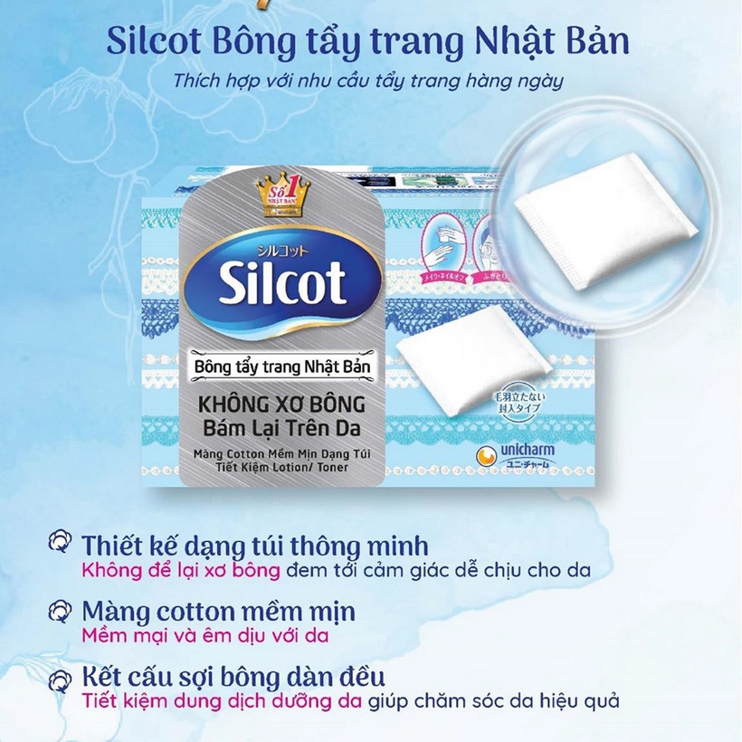 Bộ 5 Hộp bông trang điểm (Bông tẩy trang) Silcot 82 miếng/hộp