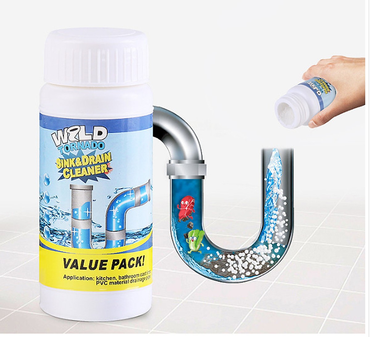 Bột Thông Tắc Cống Cực Mạnh-Bột Thông Bồn Cầu, Thông Tắc Ngẽn Cống, Lavabo-110G