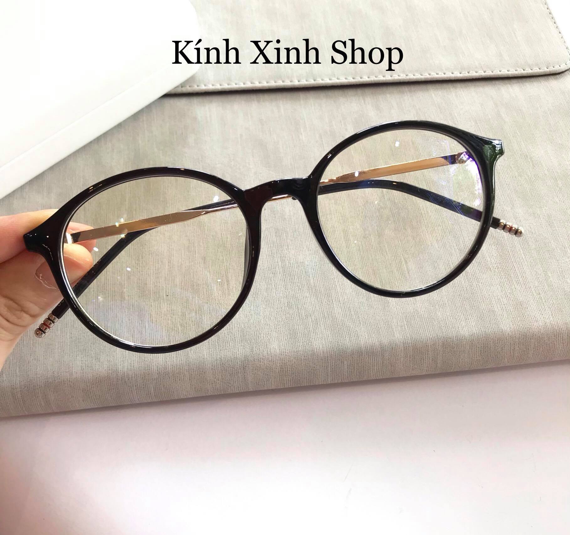 Kính Giả Cận, Gọng Kính Cận Nam Nữ Mắt Tròn Gọng Kim Loại Hàn Quốc Chống Nắng UV - KĨNH XINH SHOP