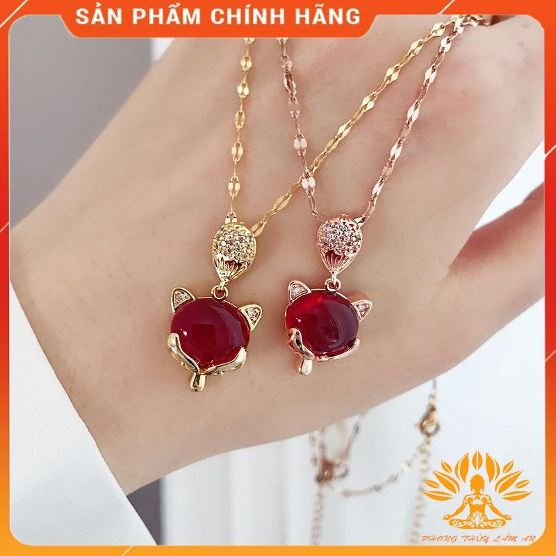 MẶT DÂY CHUYỀN HỒ LY ĐÁ TỰ NHIÊN ĐỎ BERYL TÌNH DUYÊN MAY MẮN TÀI LỘC TẶNG KÈM DÂY ĐEO, HỘP GẤM CAO CẤP