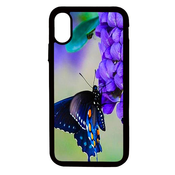 Ốp lưng cho điện thoại Iphone X Bướm và bông hoa tím - Hàng chính hãng