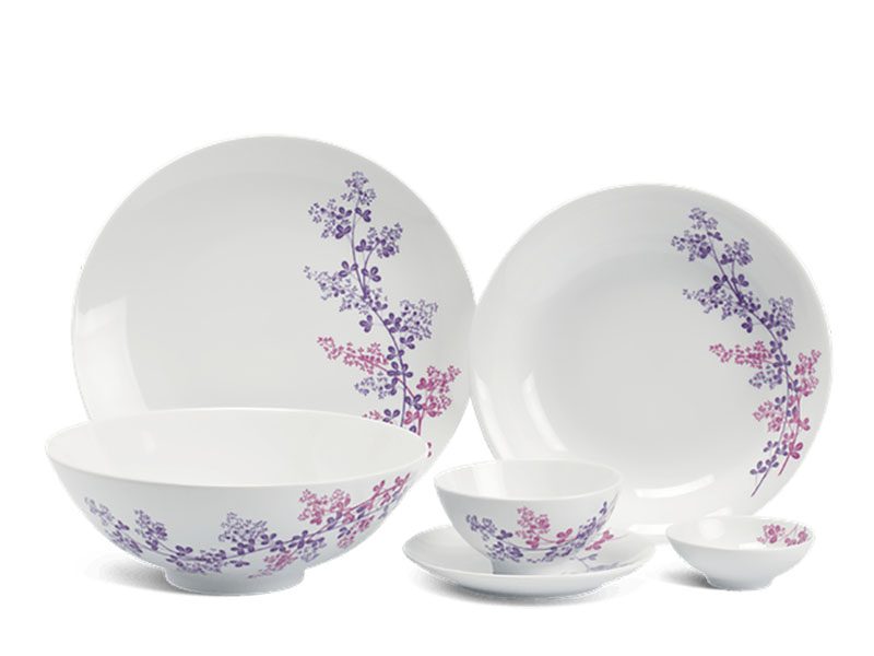 Bộ đồ ăn 09 sản phẩm - Daisy - Cỏ Tím - Gốm sứ cao cấp Minh Long - Làm quà tặng đối tác, tân gia, gia đình
