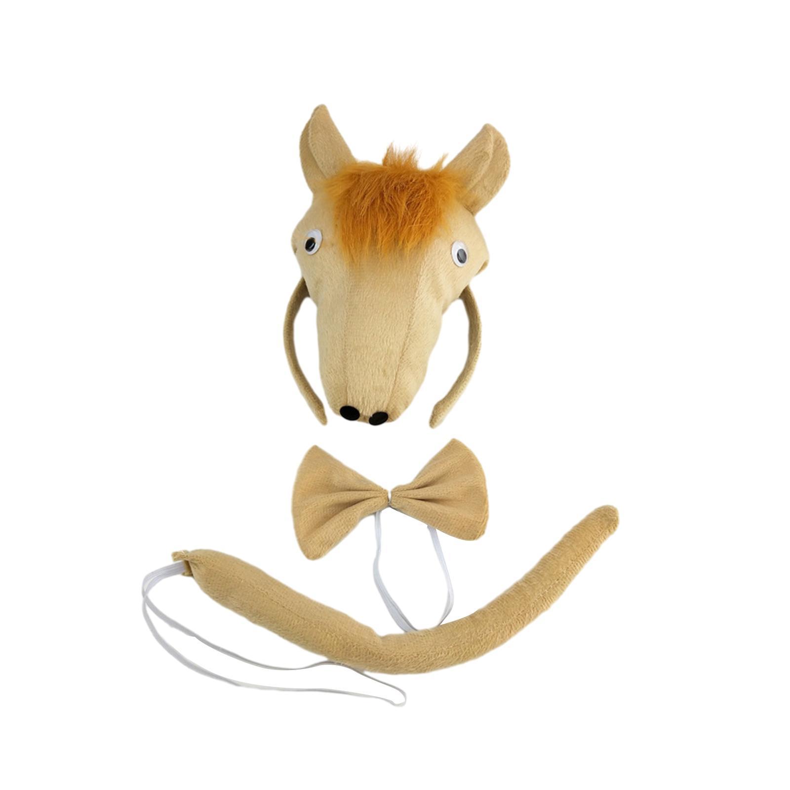 Kids Horse Costume, Ears Headband Bow Tie Tail Hair Band Elastic Strap, Animal Fancy Costume Kits for Carnival, Performance, Masquerades Cosplay