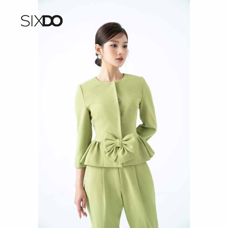 Áo vest tay lỡ cổ tròn phối nơ eo trẻ trung SIXDO