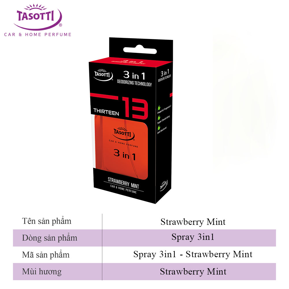 Nước Hoa Ô Tô Dạng Xịt TASOTTI SPRAY 3in1 Tiện Lợi, Nhiều Mùi Hương 50ml