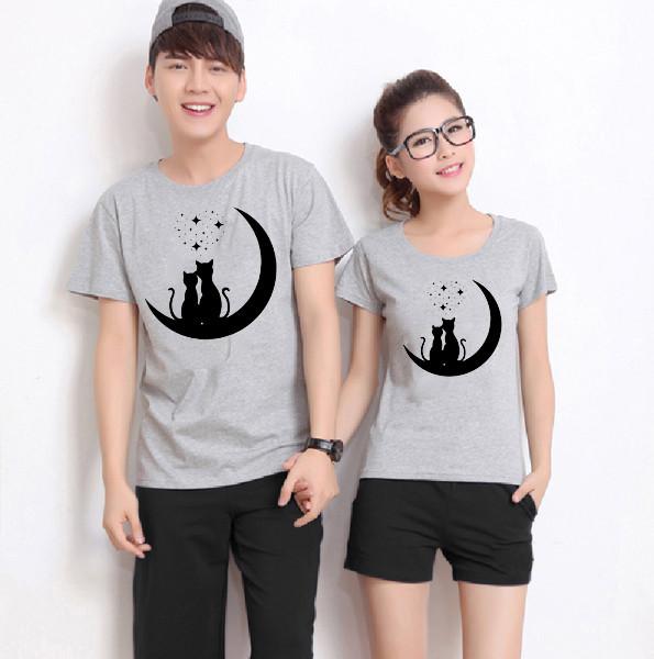 Áo Thun Cặp Đôi so Cute- In Họa Tiết Đôi Mèo Tình Yêu xinh xắn- Giá nguyên Set 2 Áo