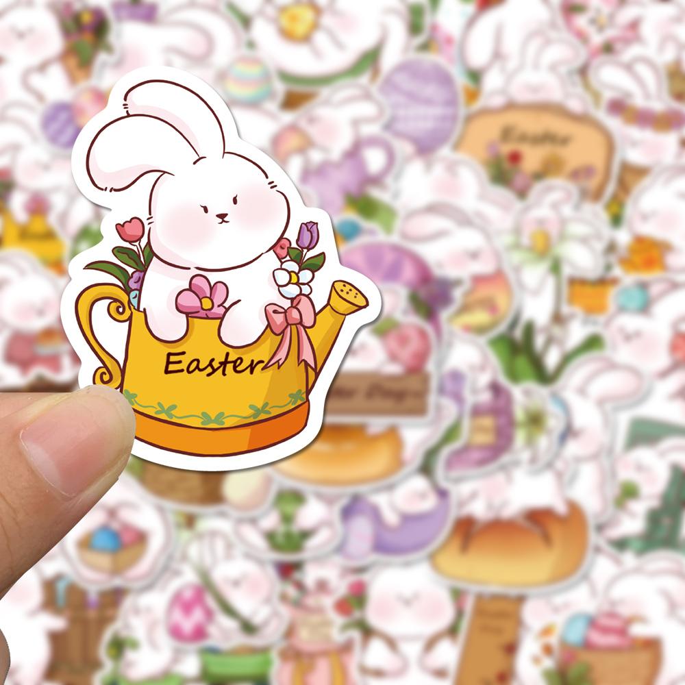 Sticker thỏ phục sinh chibi hoạt hình cute trang trí mũ bảo hiểm,guitar,ukulele,điện thoại,sổ tay,laptop-mẫu S19