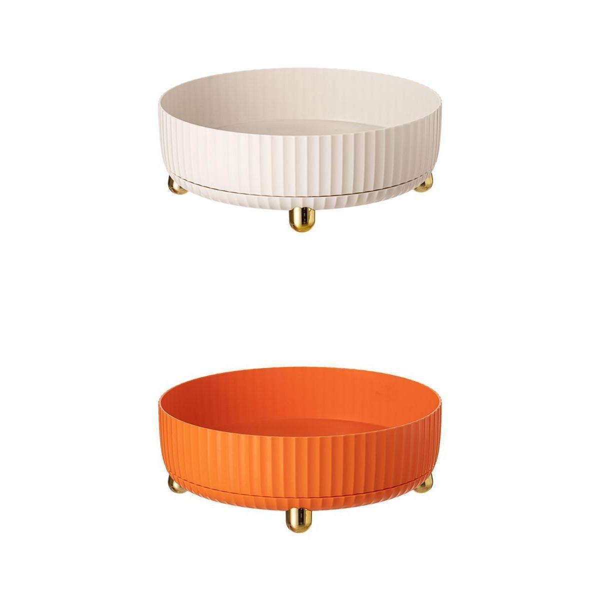 2x Round Rotating Storage Tray Spice Organizer Decorative Non Skid Pantry