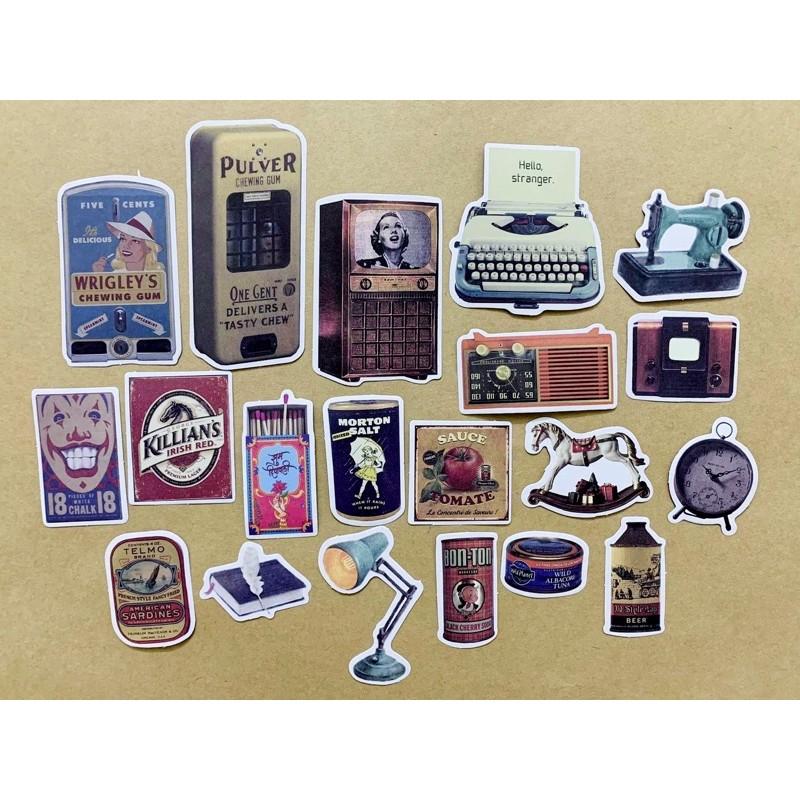 Set Sticker Trang Trí Sổ Vintage Đồ Cổ Điển - Túi hình dán Retro