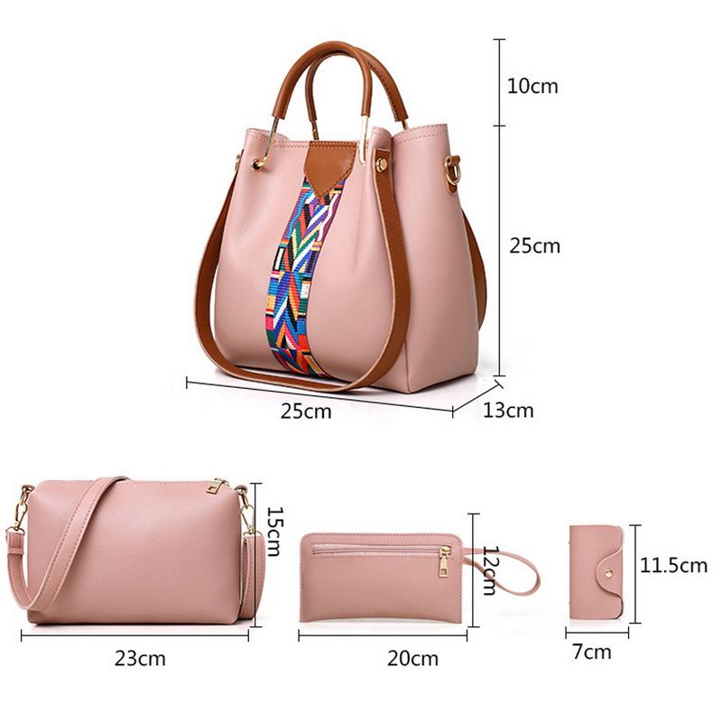 4 Cái/bộ Túi Xách Nữ 2018 Sứ Giả Túi Nữ Đeo Vai Thời Trang Da PU Nữ Shop Tote Sắc femme