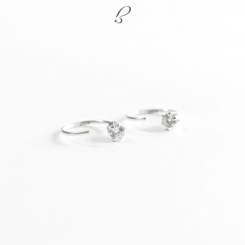 Bông tai Bling It khoen đính đá bạc BIBT483