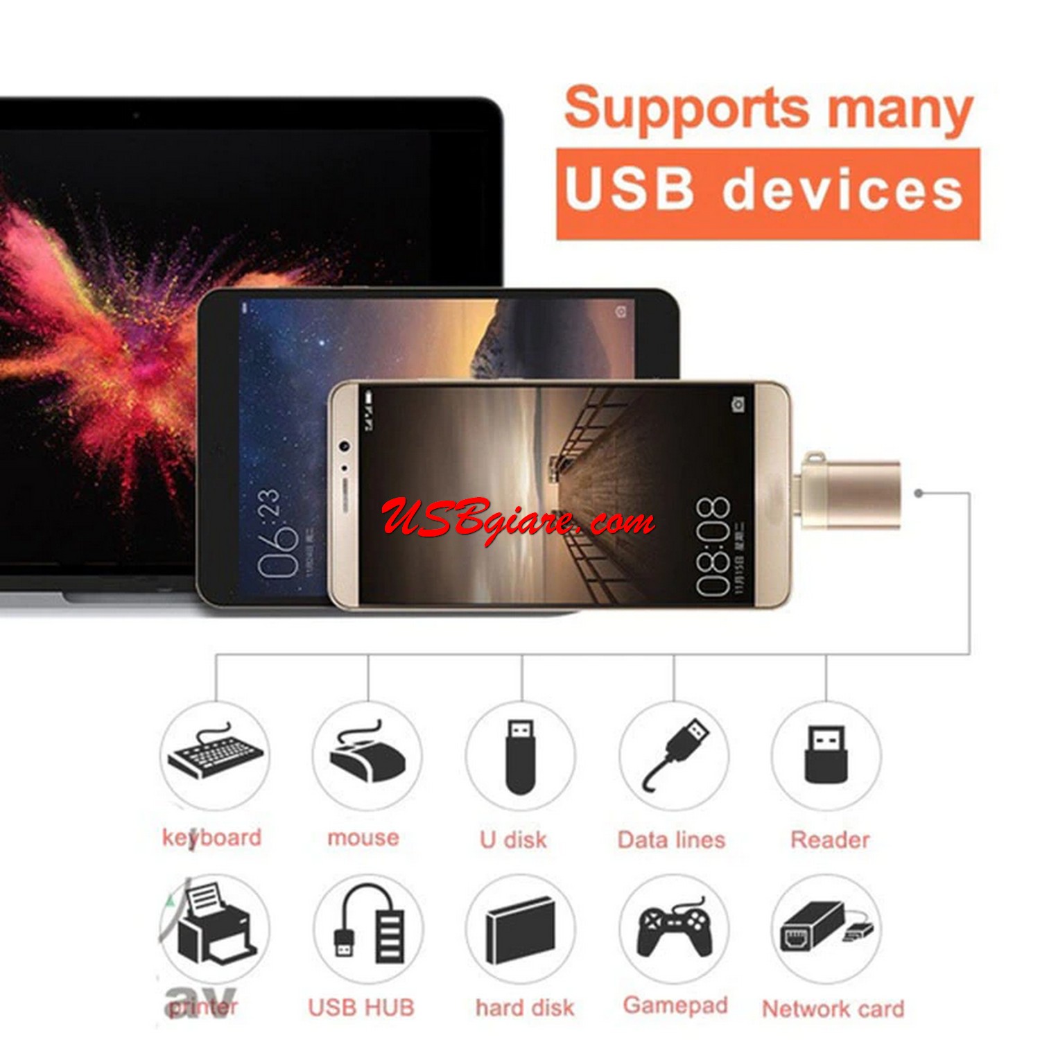 Bộ Chuyển Đổi Type-C Sang USB3.0 OTG - có móc treo cao cấp