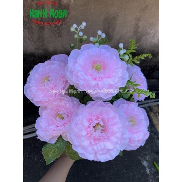 Chùm hoa Mẫu Đơn Tràm 8 bông cao cấp - Hoa lụa, hoa cụm trang trí