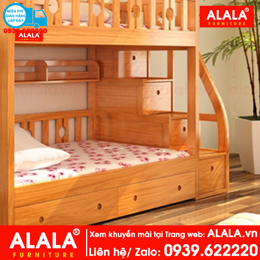 Giường tầng ALALA114 gỗ thông nhập khẩu - www.ALALA.vn® - Za.lo: 0939.622220