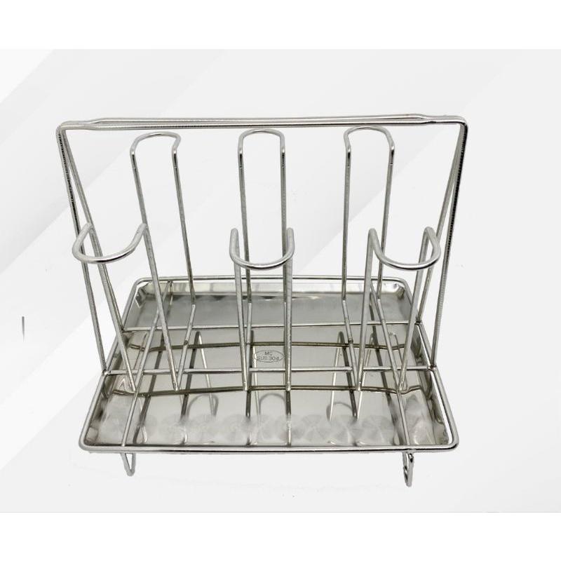 Kệ Úp Ly Inox Có Khay Hứng Nước